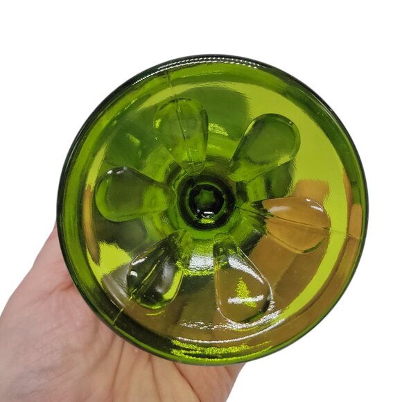 Vintage Viking Green Glass Swung Vase 6 Petal Pedestal Base 13.5" MCM 60s - Picture 5 of 12